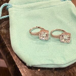 Sterling Silver lever back CZs, cushion cut